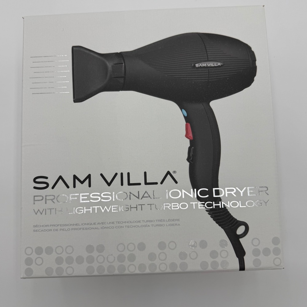 Sam Villa Professional Ionic Hair Dryer Lightweight Turbo Black 50005 NAD